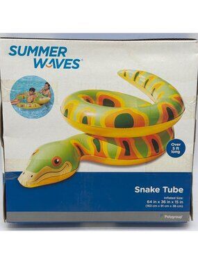 Summer Waves Snake Tube Inflatable Pool Float 64" X 36" X 15" Over 5 Ft Long
